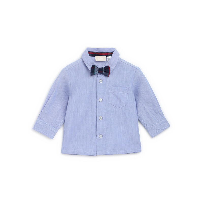 Boys Light Blue Solid Long Sleeve Shirt image number 0